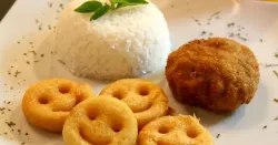 Refeição infantil saudável e atrativa preparada na airfryer Refeição infantil saudável e atrativa preparada na airfryer