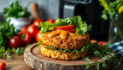 Hambúrguer de lentilha e beterraba na airfryer Hambúrguer de lentilha e beterraba na airfryer