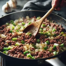 Receita de Carne Moída com Alho Poró | Refogado Aromático