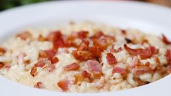 Risoto Quatro Queijos com Bacon Crocante | Prato Cremoso